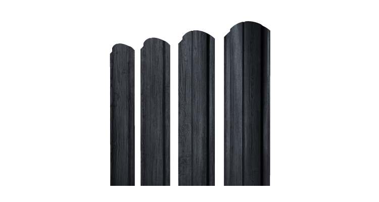 Штакетник Полукруглый Slim фигурный 0.45 Print Premium Grey Wood TwinColor