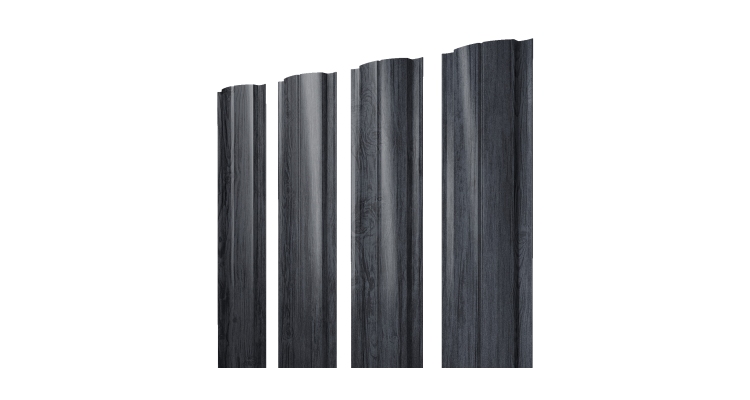 Штакетник Полукруглый Slim с прямым резом 0.45 Print Premium Grey Wood TwinColor