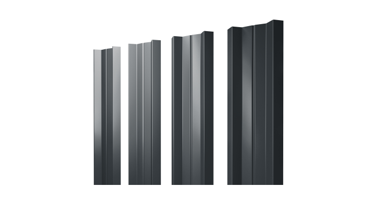 Штакетник М-образный А с прямым резом 0.45 Drap TX RAL 7016 антрацитово-серый