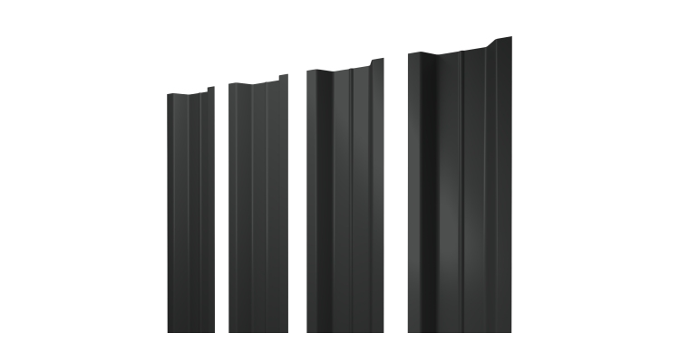 Штакетник П-образный В с прямым резом 0,5 Satin RAL 7016 антрацитово-серый